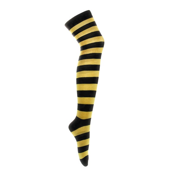 Black-Yellow Stripe Over Knee Socks