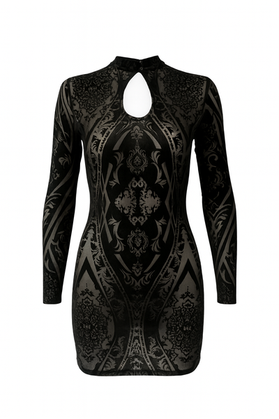 Killer Cat &ndash; Long Sleeve Dress with Mesh Pattern