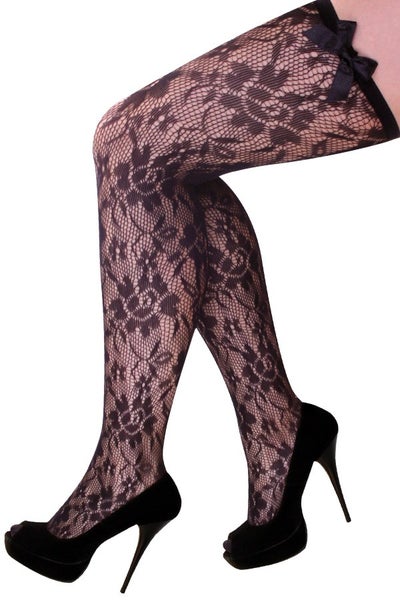 Black Lace Stay Ups with Bows