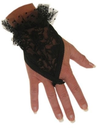Black Lace Gloves with Finger Loop