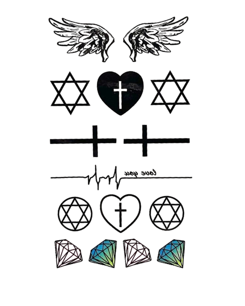 Temporary Tattoo  -  Faith & Love Symbols