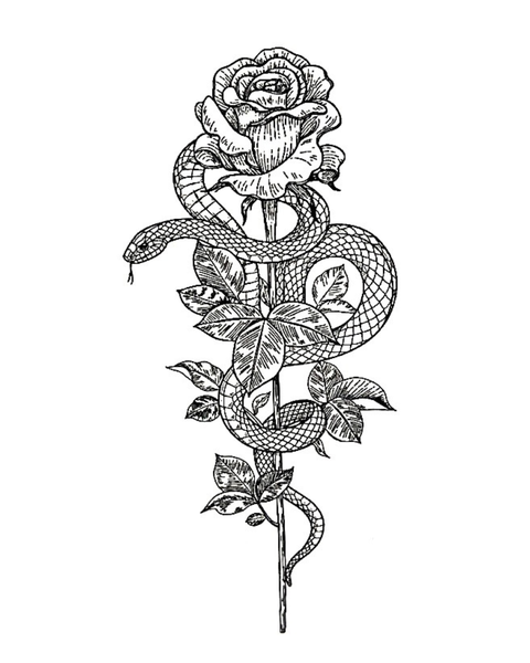 Temporary Tattoo  - Rose & Snake