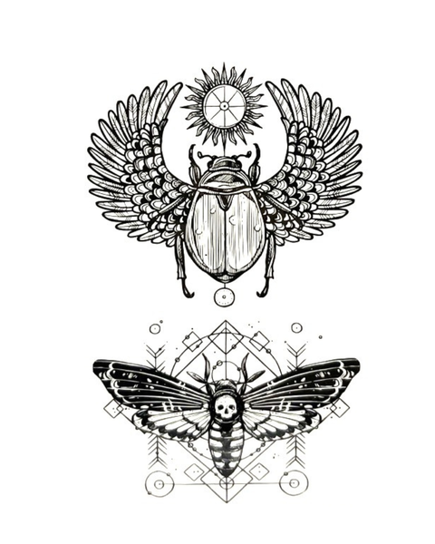 Temporary Tattoo  - Beetle & Moth