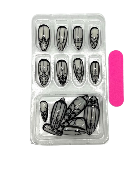 False Nails & Stickers -White & Black