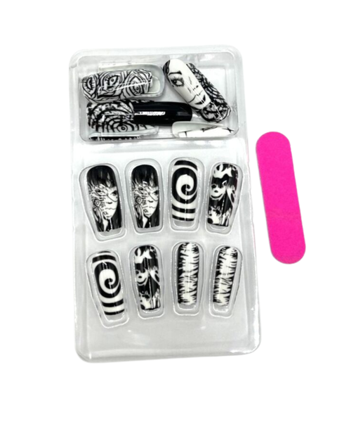 False Nails & Stickers -Black & White