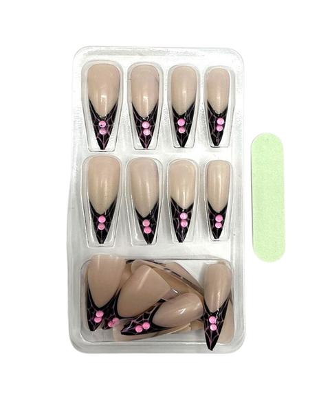 False Nails & Stickers -Pink Dots