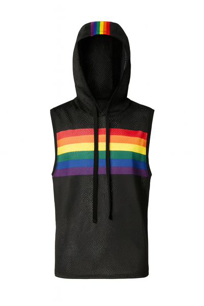 Sleeveless Mesh Hoodie &ndash; Rainbow