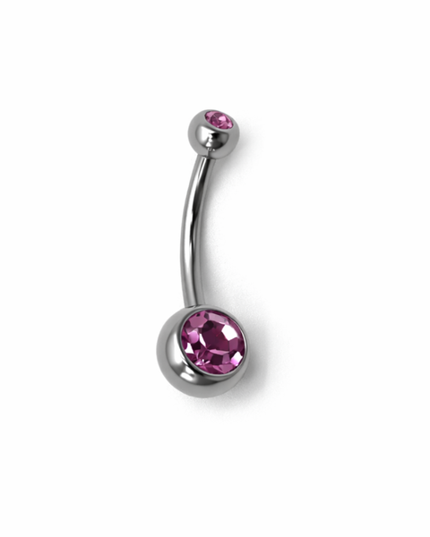 Titanium Belly Piercing-Silver/Pink