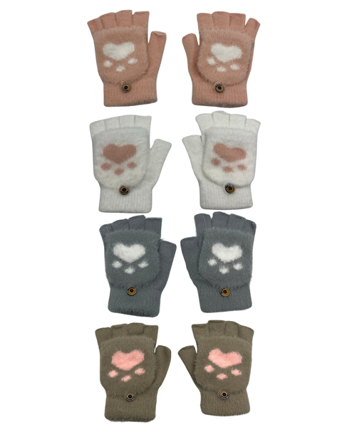 Cat Paw Fingerless Glove Mittens