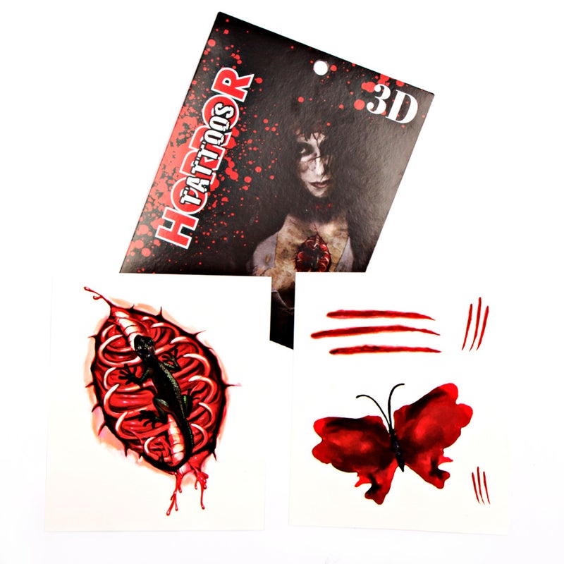 Scary Temporary Tattoos -Lizard and Scars